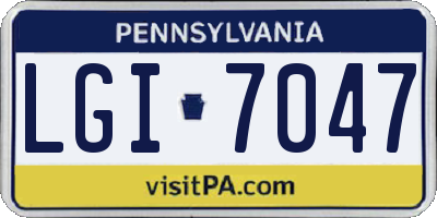 PA license plate LGI7047