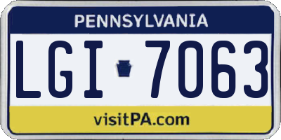 PA license plate LGI7063