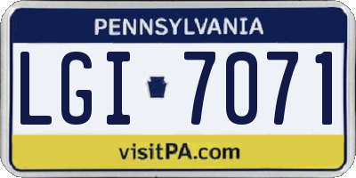 PA license plate LGI7071
