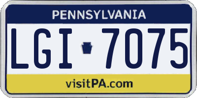 PA license plate LGI7075