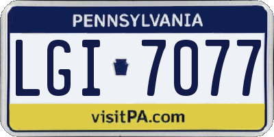 PA license plate LGI7077