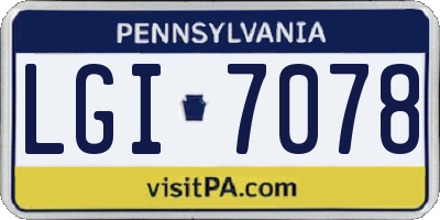 PA license plate LGI7078