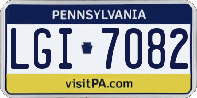 PA license plate LGI7082