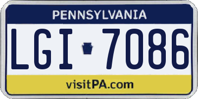 PA license plate LGI7086
