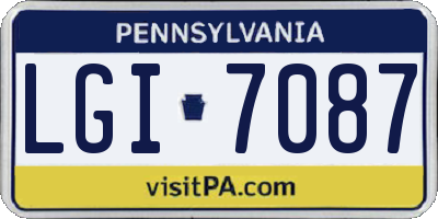 PA license plate LGI7087