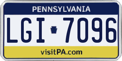 PA license plate LGI7096