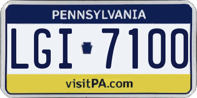 PA license plate LGI7100