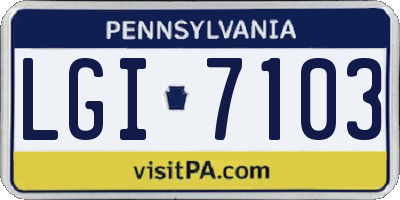 PA license plate LGI7103