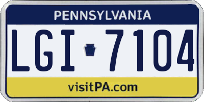 PA license plate LGI7104