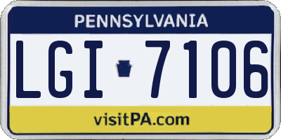 PA license plate LGI7106