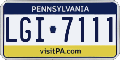 PA license plate LGI7111