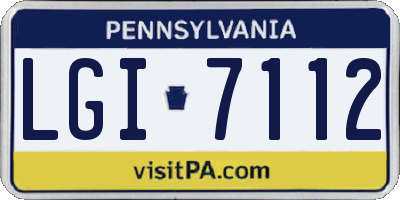 PA license plate LGI7112