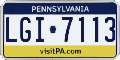PA license plate LGI7113