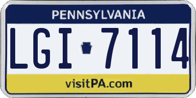 PA license plate LGI7114