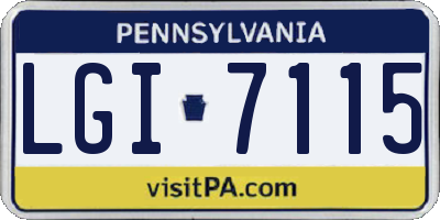 PA license plate LGI7115
