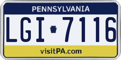 PA license plate LGI7116