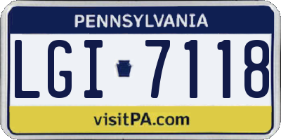 PA license plate LGI7118