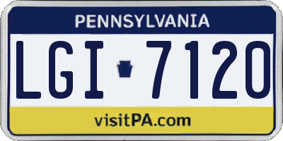 PA license plate LGI7120