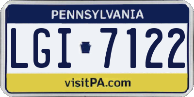 PA license plate LGI7122
