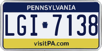 PA license plate LGI7138