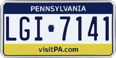 PA license plate LGI7141