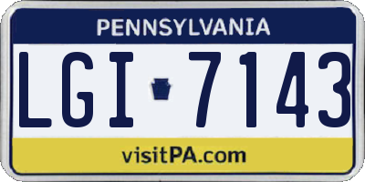 PA license plate LGI7143
