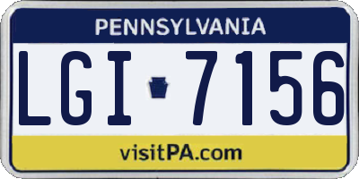 PA license plate LGI7156