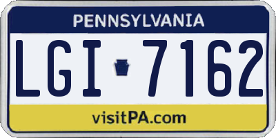PA license plate LGI7162