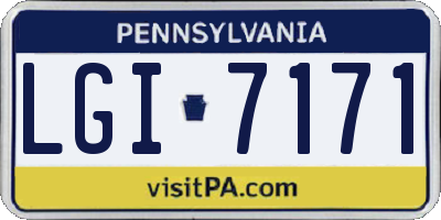 PA license plate LGI7171
