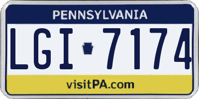 PA license plate LGI7174