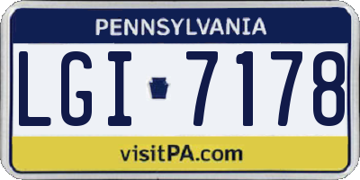PA license plate LGI7178