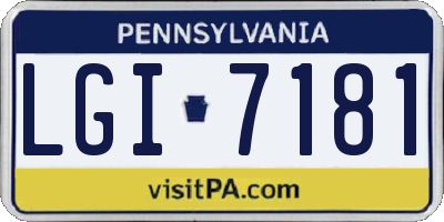 PA license plate LGI7181