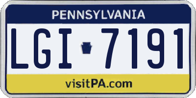 PA license plate LGI7191