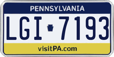 PA license plate LGI7193