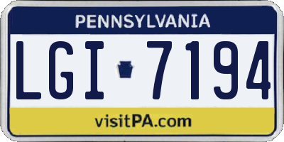 PA license plate LGI7194