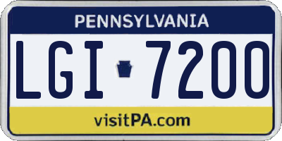 PA license plate LGI7200