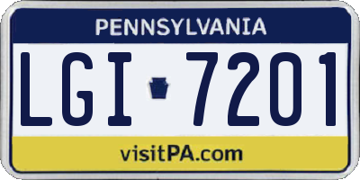 PA license plate LGI7201