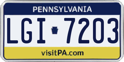 PA license plate LGI7203