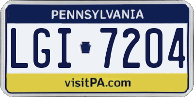 PA license plate LGI7204