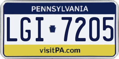 PA license plate LGI7205