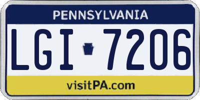 PA license plate LGI7206