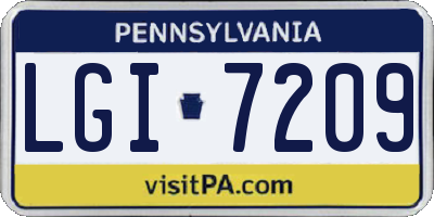 PA license plate LGI7209