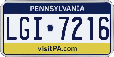 PA license plate LGI7216