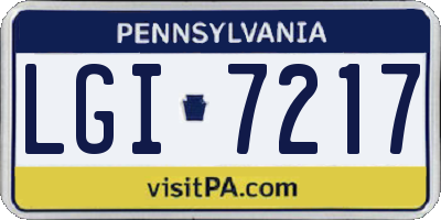 PA license plate LGI7217