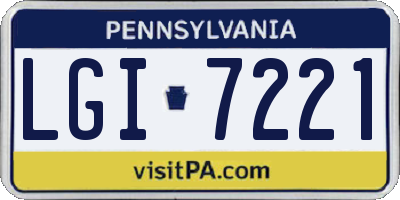 PA license plate LGI7221