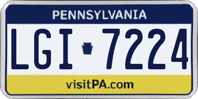 PA license plate LGI7224
