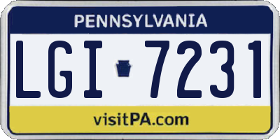 PA license plate LGI7231