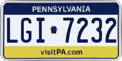 PA license plate LGI7232