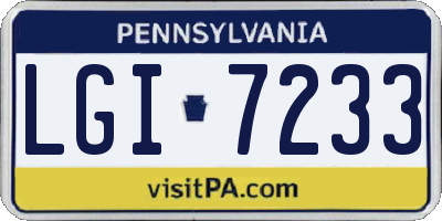 PA license plate LGI7233