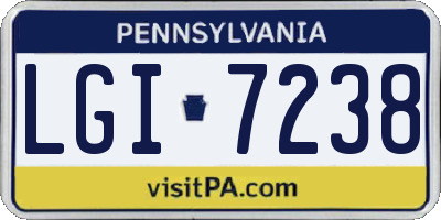 PA license plate LGI7238